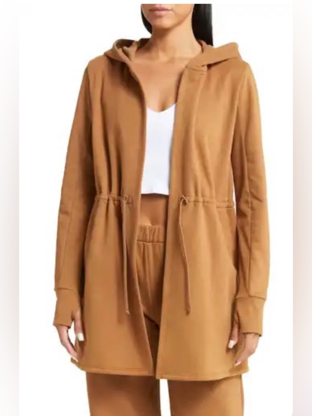 Beyond Yoga On The Go Jacket Hooded Cardigan Toffee (Camel Brown) Small